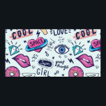 Póster Insignias para el parche de moda. Patrón sin foco<br><div class="desc">Insignias para el parche de moda. Patrón inmaculado con pegatinas chicas rosados al estilo del arte pop,  moda Fondo de estribillo moderno. patrón de chicas</div>