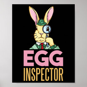 Póster Inspector de Huevo Pascua Bunny Gracioso Conejo Hu