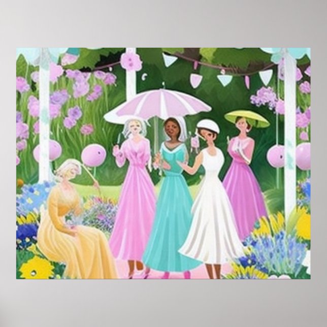 Póster Inspiración de Bridgerton acuarela pintura floral (Frente)