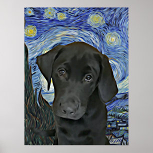 Póster Inspiración de Van Gogh, una chica del Black Lab d