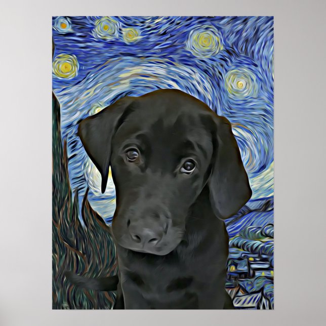 Póster Inspiración de Van Gogh, una chica del Black Lab d (Frente)