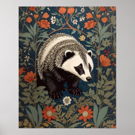 Póster Inspiración del Badger de Woodland William Morris