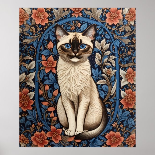 Póster Inspiración del gato siamés de ojos azules William (Frente)