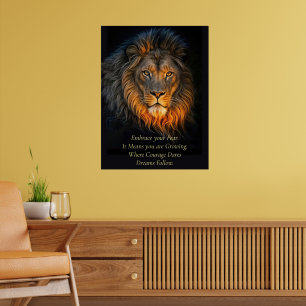 Póster Inspiración Motivacional Abraza tu Miedo León