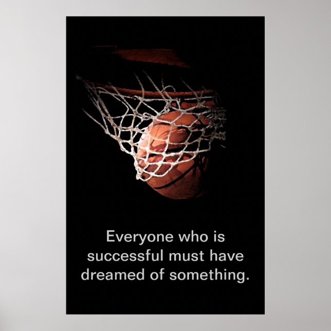 Póster Inspiración motivacional de éxito de baloncesto (Frente)