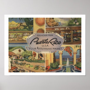 Póster Inspiración vintage del recuerdo de Puerto Rico de