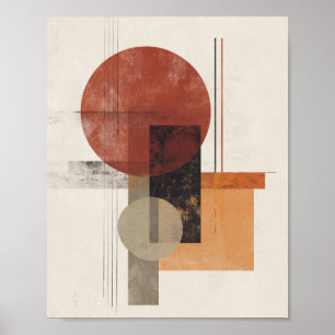 Póster Inspirado en Bauhaus: abstracto moderno en neutro