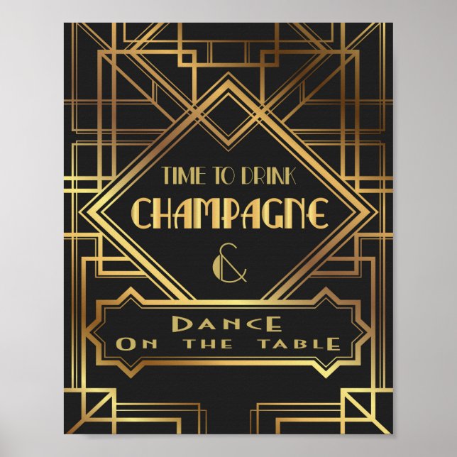 Póster inspirado en Gatsby: Hora de beber champán (Frente)