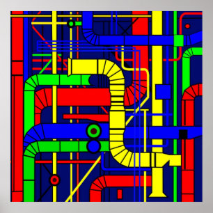 Póster Inspirado por el Centro Georges Pompidou