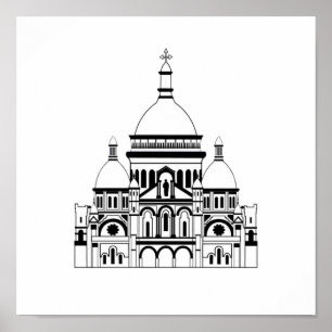 Póster Inspirado por el Sacre Coeur, Montmartre