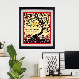 Póster Inspirador aula de árbol de diversión