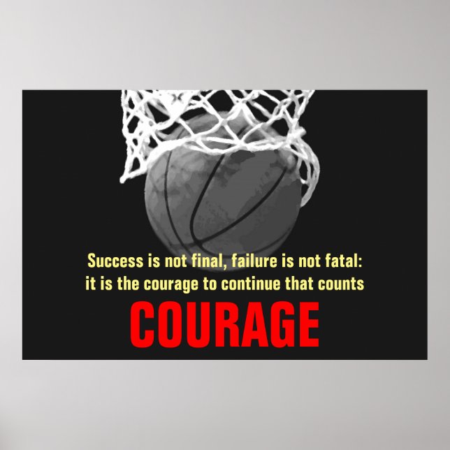 Póster Inspirador de baloncesto de valor exitoso (Frente)