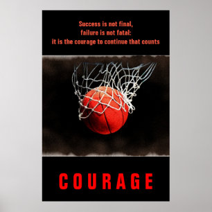 Póster Inspirador de baloncesto de valor exitoso