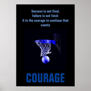 Póster Inspirador de baloncesto de valor exitoso
