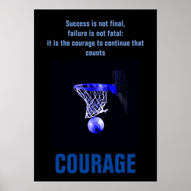 Póster Inspirador de baloncesto de valor exitoso (Frente)