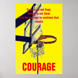 Póster Inspirador de baloncesto de valor exitoso