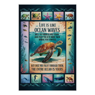 Póster Inspirador de Tortuga Marina del Océano “La