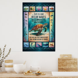Póster Inspirador de Tortuga Marina del Océano “La