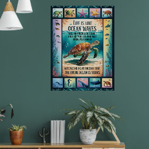 Póster Inspirador de Tortuga Marina del Océano “La