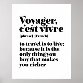 Póster Inspirador francés Travel Voyager C'est Vivre
