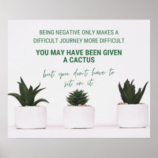 Póster Inspirador gracioso no te sientas en el cactus