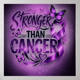 Póster Inspirador Más Fuerte Que el Cáncer – Púrpu