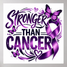 Póster Inspirador Más Fuerte Que El Cáncer – Púrpu