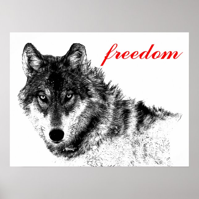 Póster Inspirador motivacional por la libertad de lobo (Frente)