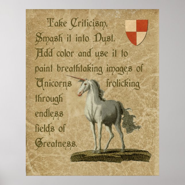 Póster Inspirador pergamino de citas de unicornio (Frente)