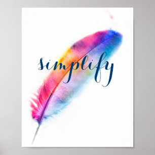 poster inspirador simplifica el arte de plumas col