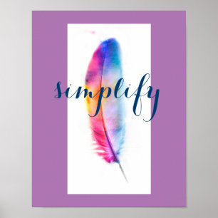 poster inspirador simplifica el arte de plumas col