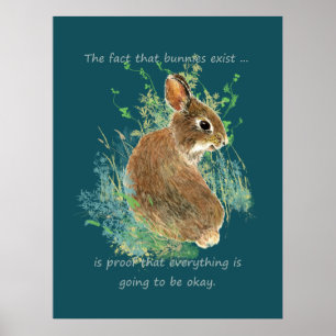 Póster Inspirador Todo estará bien Bunny Cita