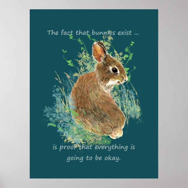 Póster Inspirador Todo estará bien Bunny Cita (Frente)