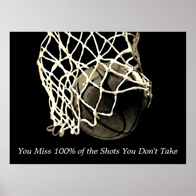 Póster Inspiradora cita Baloncesto Vintage Sepia (Frente)