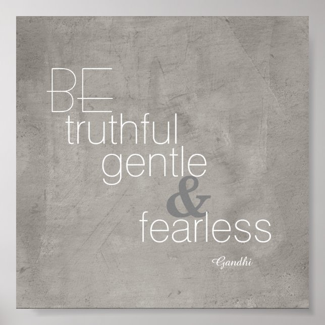 Póster inspiradora cita de Gandhi gris y blanco (Frente)