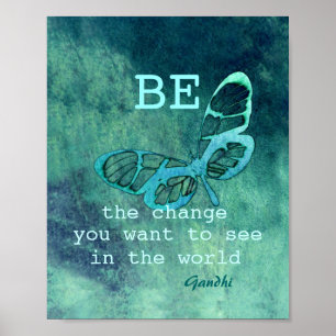 Póster inspiradora cita de Gandhi poster mariposa verde a