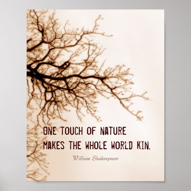 Póster inspiradora cita de la naturaleza de Shakespeare e (Frente)