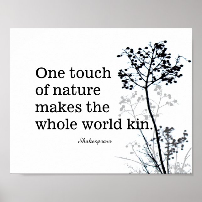 Póster inspiradora cita de Shakespeare en blanco y negro (Frente)