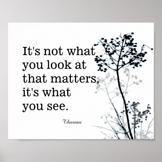 Póster inspiradora cita de Thoreau poster blanco y negro (Frente)