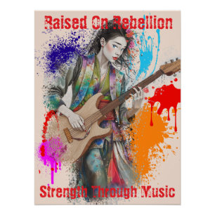 Póster Inspiradora de arte guitarista japonesa personaliz