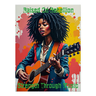 Póster Inspiradora de arte guitarista personalizado mujer