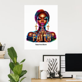 Póster Inspiradora fe cristiana afroamericana