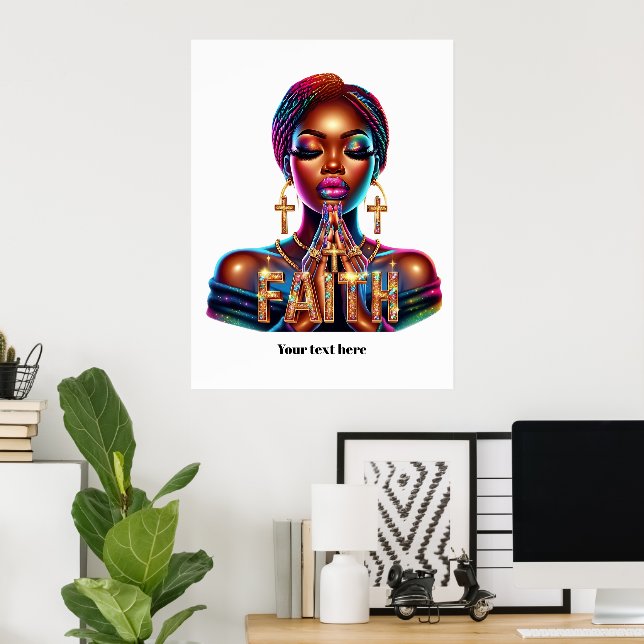 Póster Inspiradora fe cristiana afroamericana (Oficina en casa)