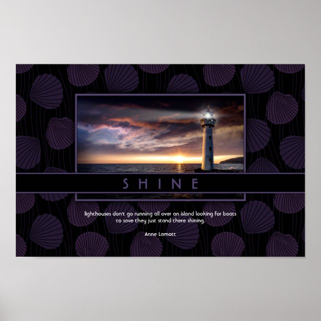 Póster Inspiradora imagen de Ocean Wall con foto de faro (Frente)