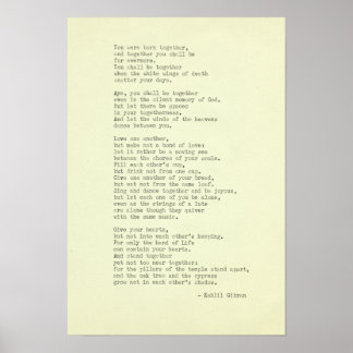 Póster Inspiradora máquina de escribir cita a Kahlil Gibr