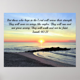 Póster Inspirando a Isaiah 40:31 Sunrise Bible Verse