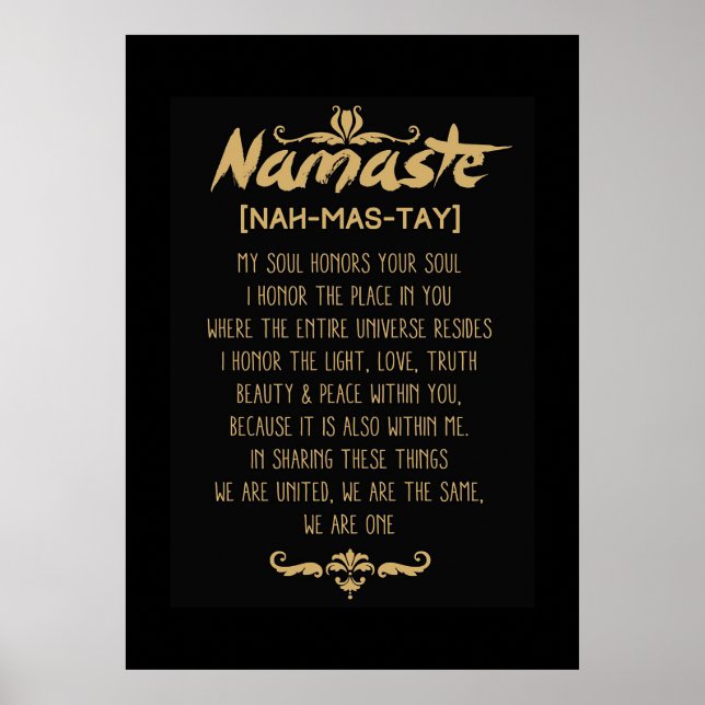 Póster Inspirando el budismo en la definición de "Namaste (Frente)