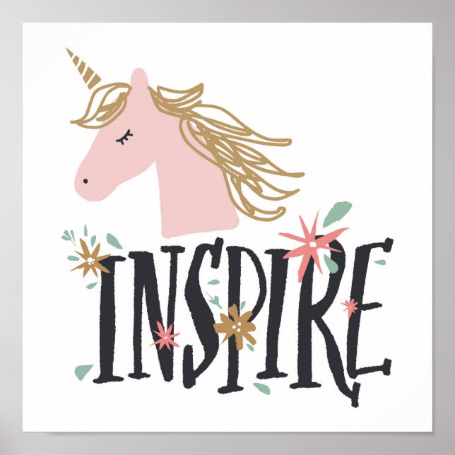 Póster Inspirar | Mano de oro Unicorn (Frente)