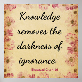 Póster Inspirational Beige Pink Gita Knowledge Quote Art 