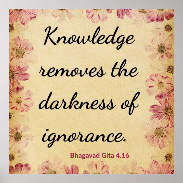 Póster Inspirational Beige Pink Gita Knowledge Quote Art  (Frente)